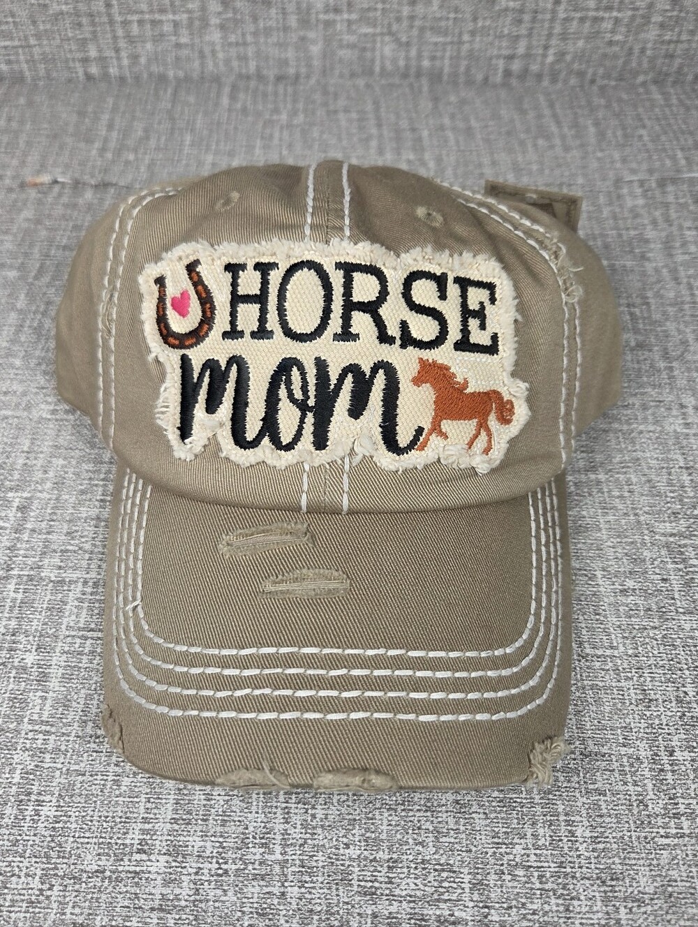 NWT Horse Mom Hat Kbethos Vintage Distressed Tan Baseball Cap Hat